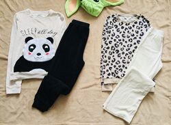 12-13 р H&M флісова, велюрова піжама з Пандою і анімалістичним принтом. на 