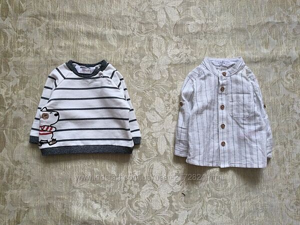 0-3 міс. Mayoral. Primark стильний теплий свішот на флісі і Сорочка Льон. д