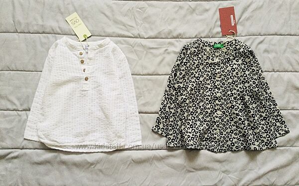 1-2 рок. 80-86 зріст. OVS та Benetton. Італія. яскраві натуральні блузочки 