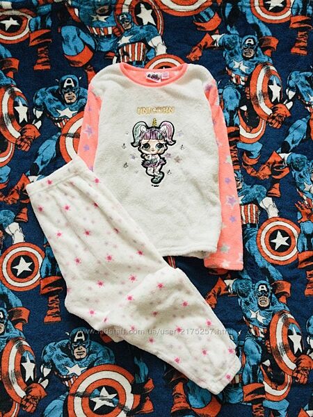 8-9 рок 134 зр. Primark флісова пухнаста піжама з Однорогами і Лол. реглан