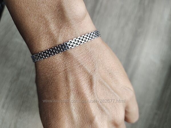 Серебряный браслет ремешком 18-19 размер 