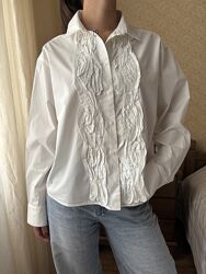 Неперевершена біла бавовна сорочка оверсайз Massimo Dutti S